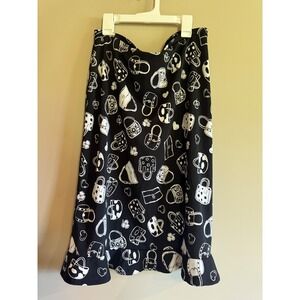 Judith Hart Collection Womens Black White Handbag Heart Print Midi Skirt Size M